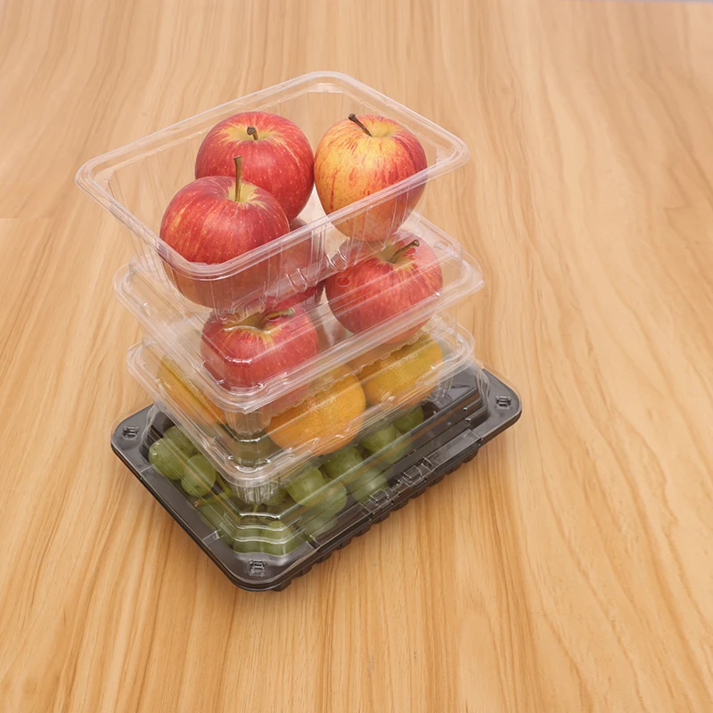 Wholesale transparent disposable fruit box food grade PET vegetable packaging box