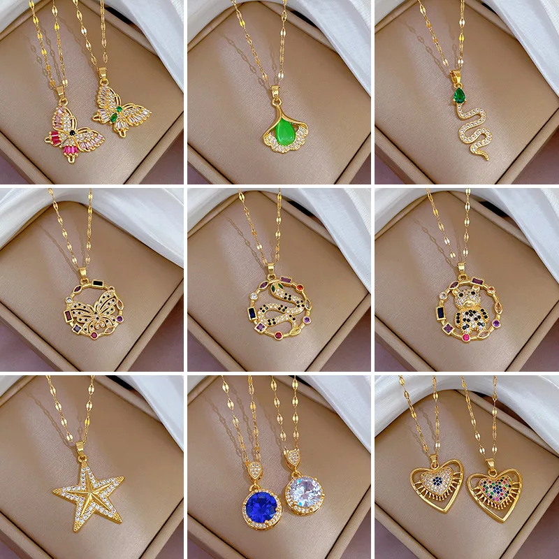 Exquisite Fashionable Colorful Pendant Butterfly Necklace For Women Trendy Necklace Personal Necklaces Accessories Jewelry