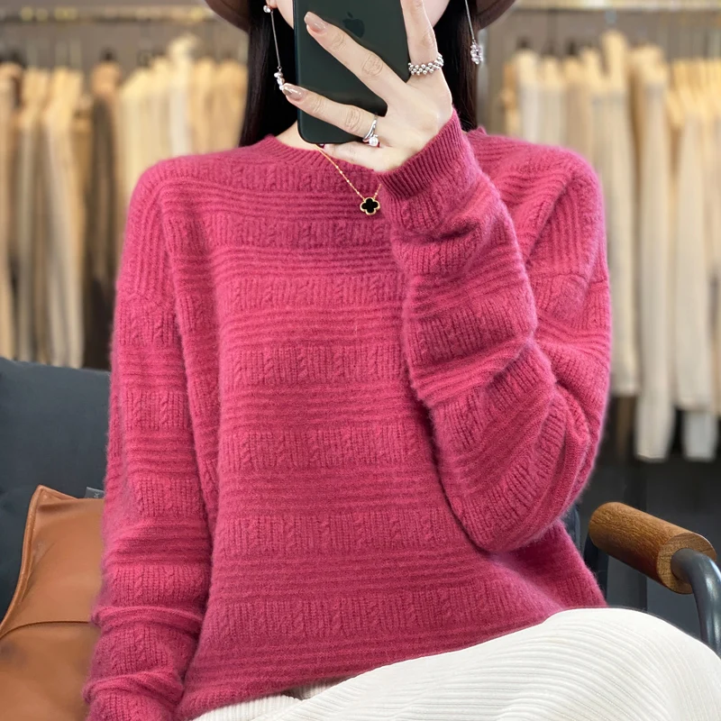 New Mongolian Erdos Real Cashmere Sweater 100% Cashmere Knitted Pullover Fashion Cashmere Crew Neck Sweater
