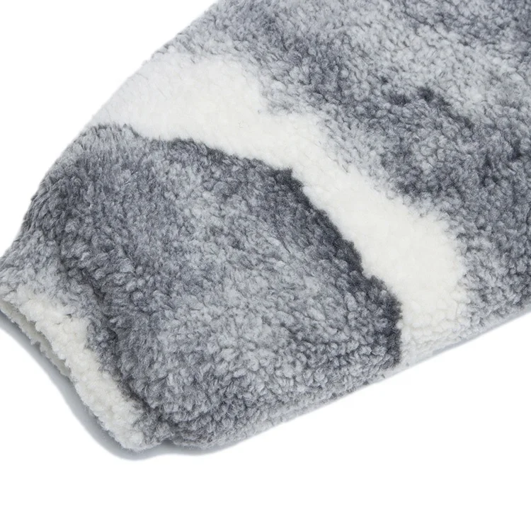 Tie-Dye Sherpa Jacket Mens Streetwear Loose Stand Collar Quilted Jackets Winter Casual Fleece Men