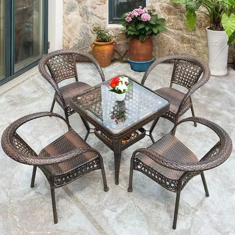Rattan chair three-piece small table and chair leisure courtyard outdoor rattan woven outdoor coffee table and chair