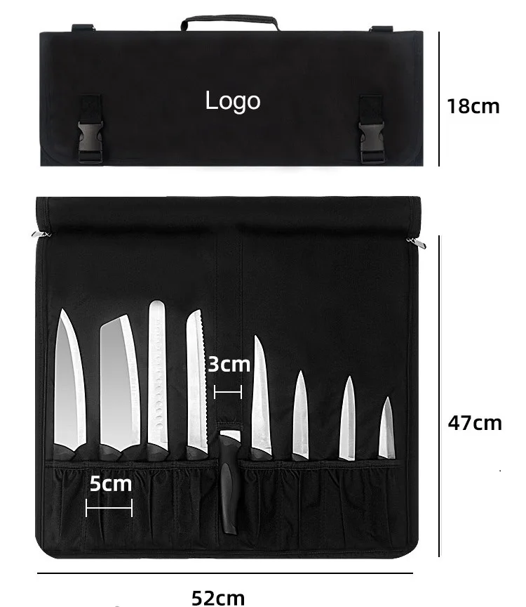 Wholesale Custom Black Outdoor Portable Knife Bag Chef Kitchen Storage Durable Picnic Knife Kit Tool Bag