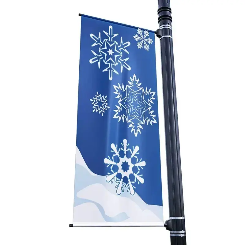 Promotion Outdoor Advertising Flags And Banners Large Custom Printing Double Sided Street Light Hang Rectangle Flags Flag Sign