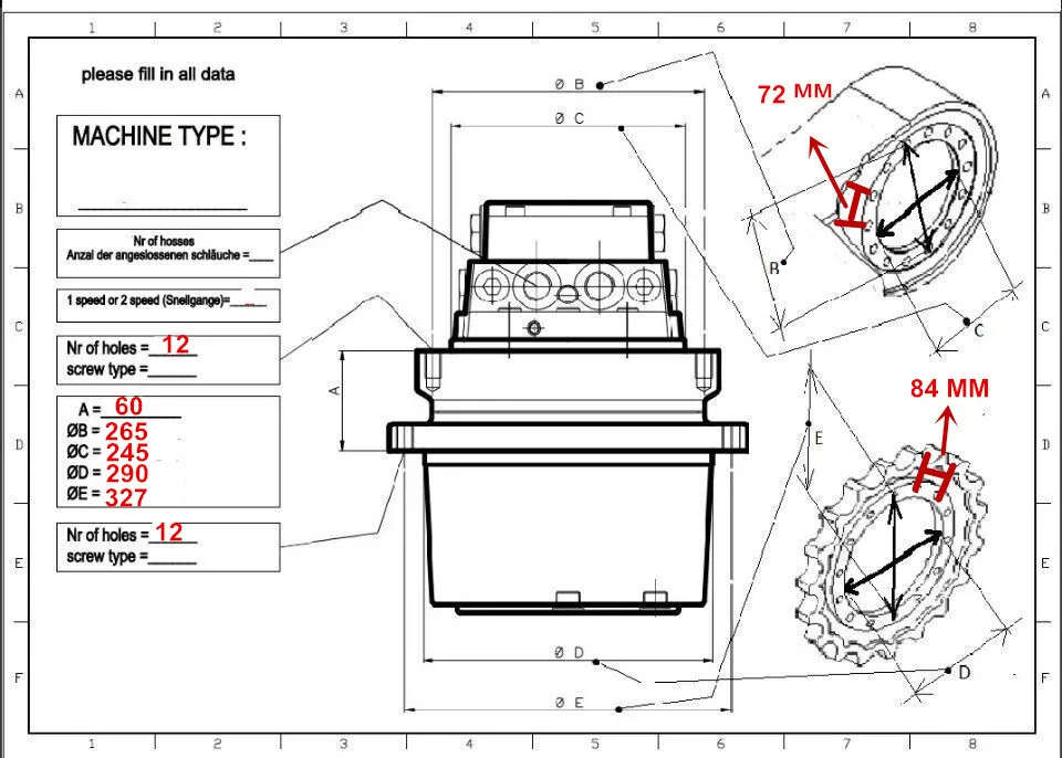 Мотор ходовой мотора 70D EX60-1 HMGB08BA для экскаватора John-Deere