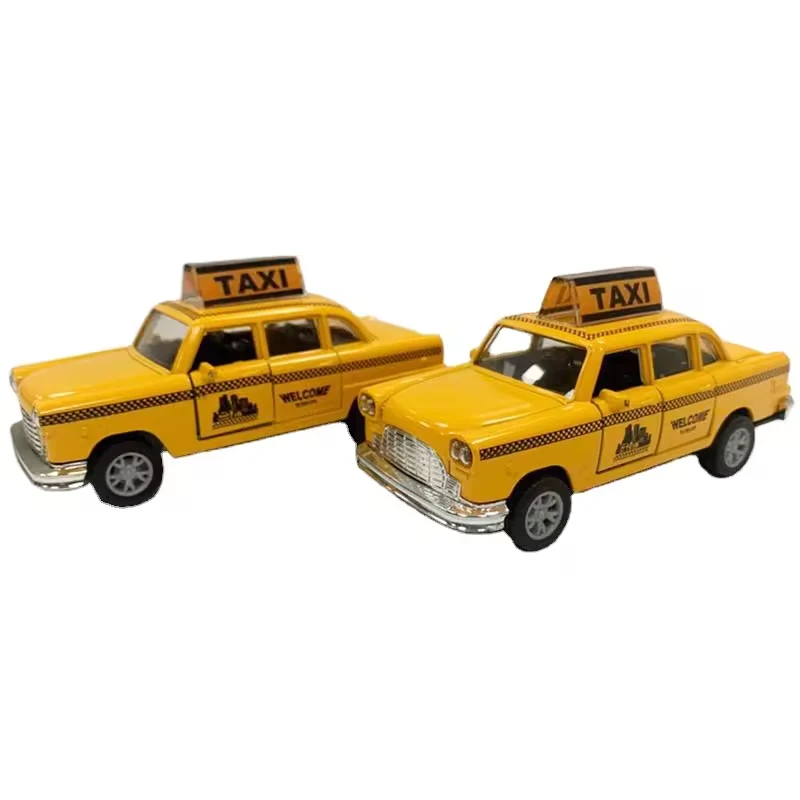 Hot Selling Simulation Alloy Pull Back Car Toys 1/32 Diecast Model Toy Vehicle Pull Back Alloy Taxi Car With Open Door