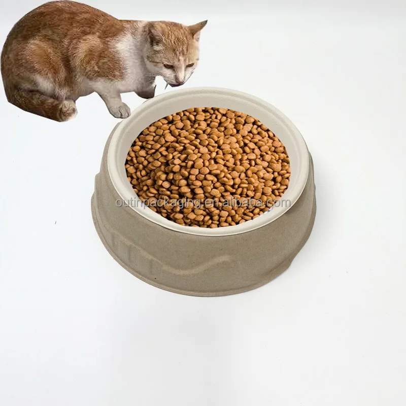 disposable Biodegradable Eco-friendly Pet Food Feeder tray mold Bamboo bagasse Fiber paper pulp Dog Cat Bowl pet lunch box