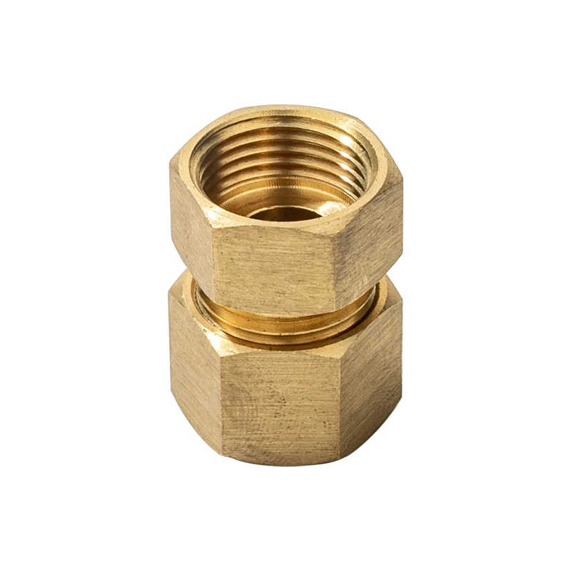 Brass Compression End Insert Hose Connector Fitting Brass Biconical Fitting With Stainless Steel Ring
