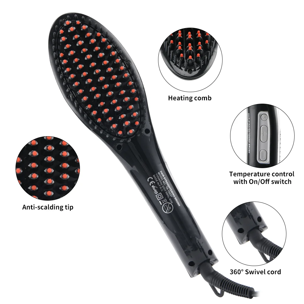 PRITECH Professional LED Display Electric Fast Heating Hair Straightener Brush