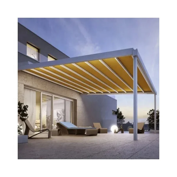 Motorized Modern Design Waterproof PVC Pergola Awnings Metal Patio Awning Outdoor Automatic Retractable Roof
