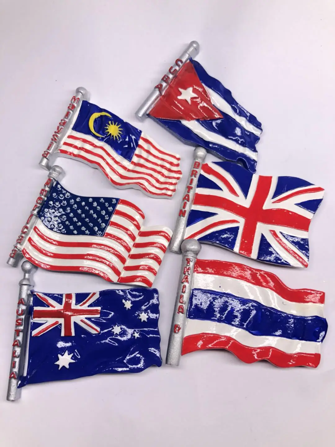 Wholesale custom hand-painted world tourist souvenirs national flag shape fridge magnet