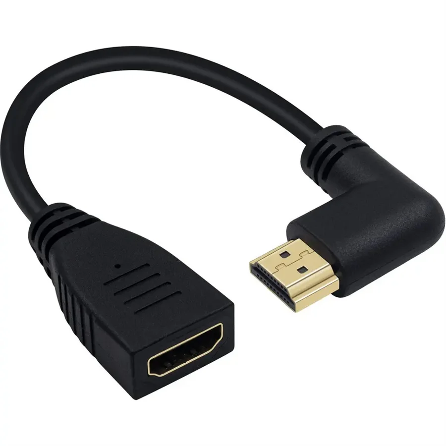 Short 8K HDTV 90 Degree Right Angle Male to Female HDTV 2.1 Cable Adapter 48Gbps with 8K 60Hz Video and 3D HDR for TV/Xbox /PS4