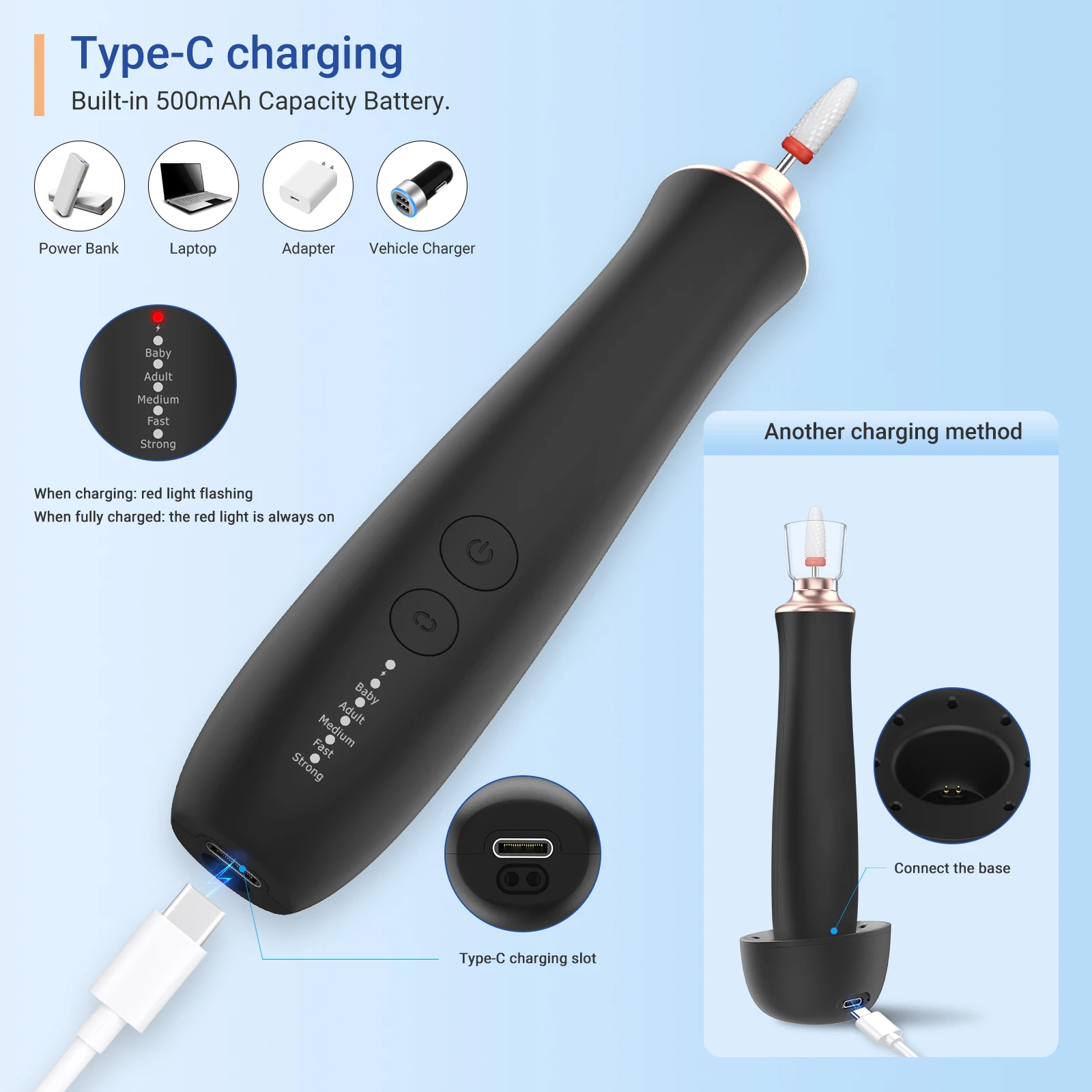 Handpiece E-File Nail Polish Equipment 2024 Hot Sale Usb Charging Home Use Nails Salon Art Tools Set Odm Oem Nail Drill Machine