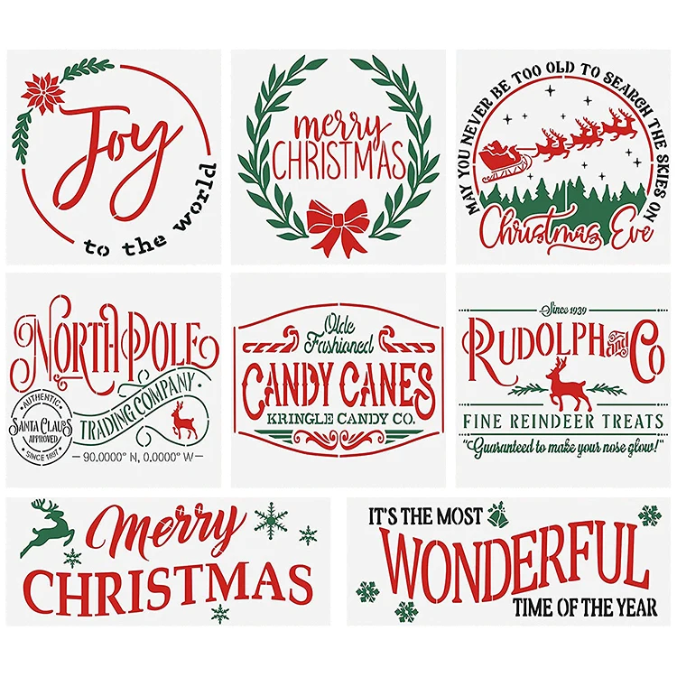 Wholesale Christmas Plastic Stencils Custom Templates Drawing DIY Art Painting Stencil Decorations for Wall Painting