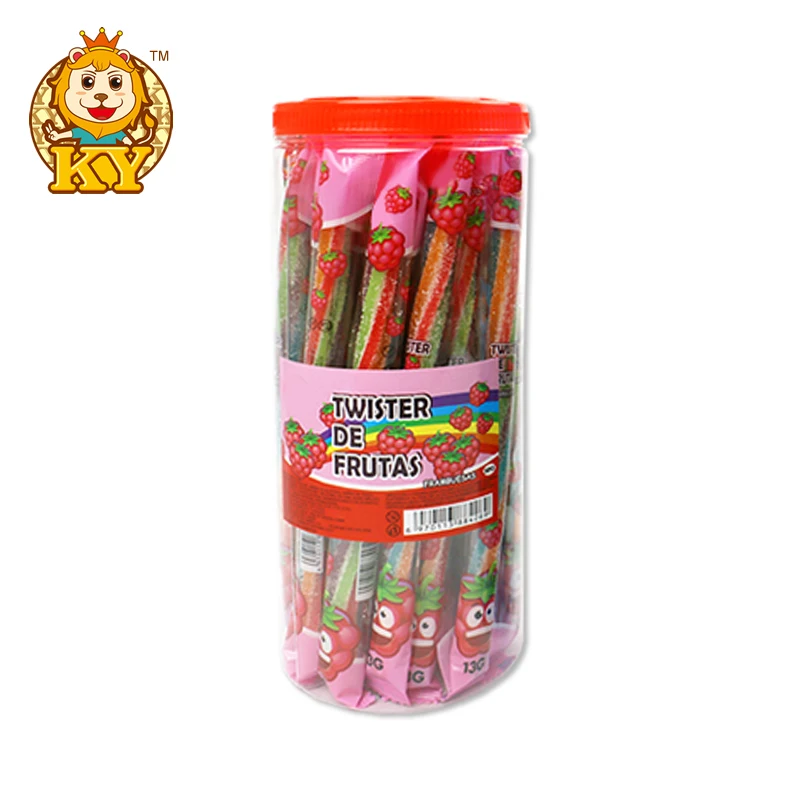 Manufacturer wholesale sour mixed fruit flavor rainbow sour soft gummy candy belt sweets for kids