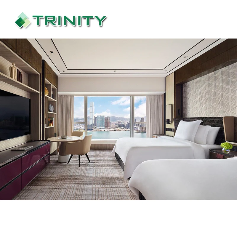 luxury custom made 5 star modern wooden bedroom furniture set for hotel room