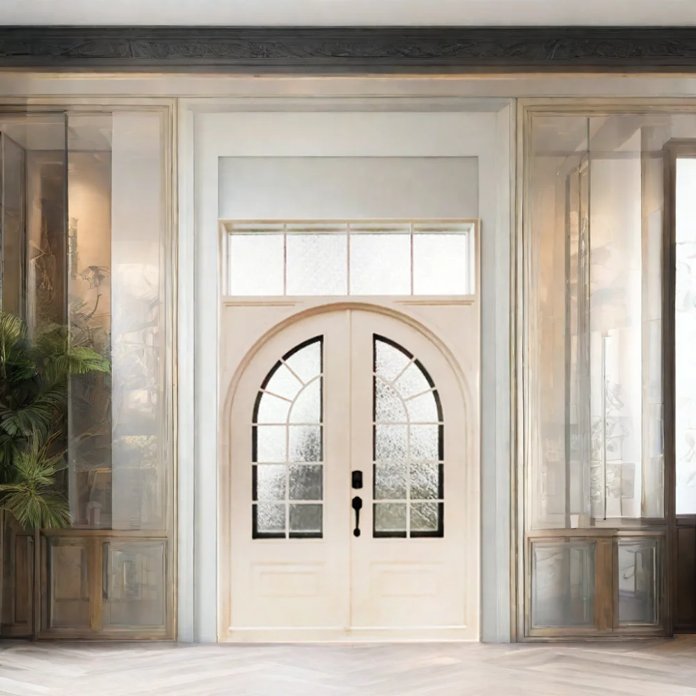 Customizable Minimalist Forged Iron French Door Set Matt Black Villa Entrance Openable Glass Outdoor Security Door