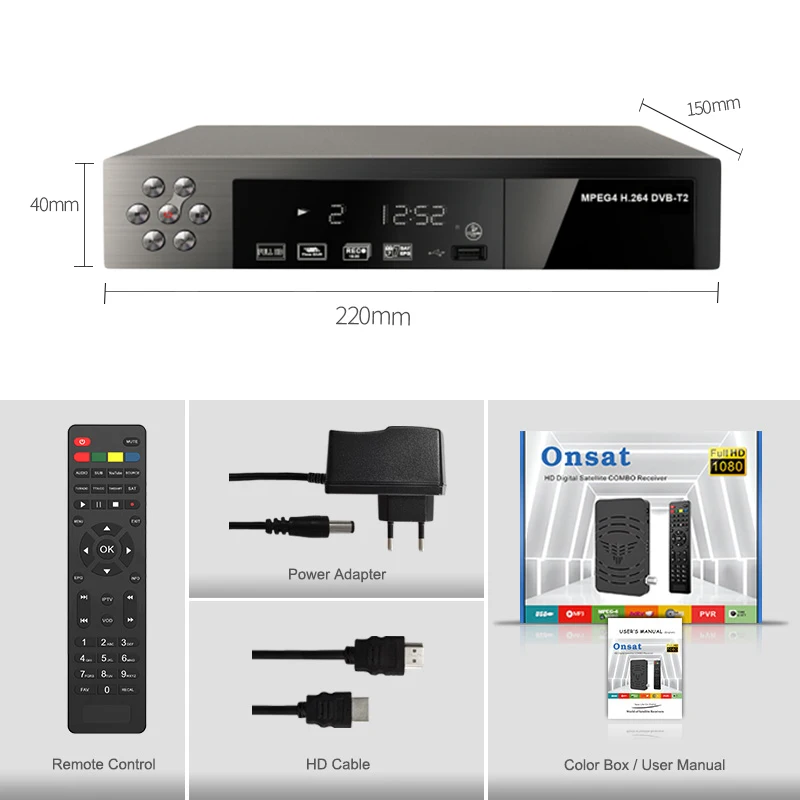 Internet TV Receiver Digital Satellite Receiver DVB T2 Full HD 1080P