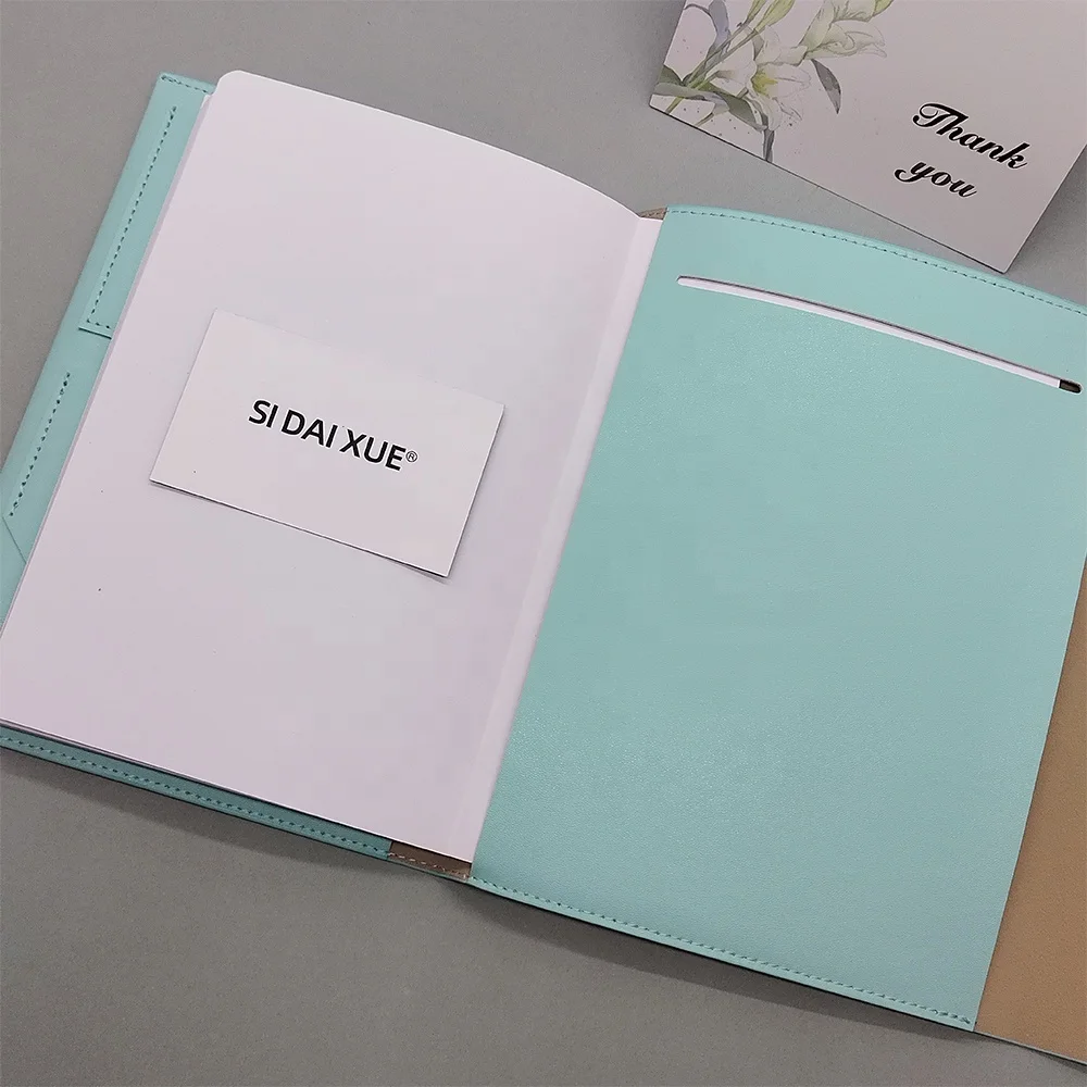 Stylish Custom PU Leather Softcover Tri- Folder Handbag Notebook Portable Button Closure Planner with Inner Insert Pocket