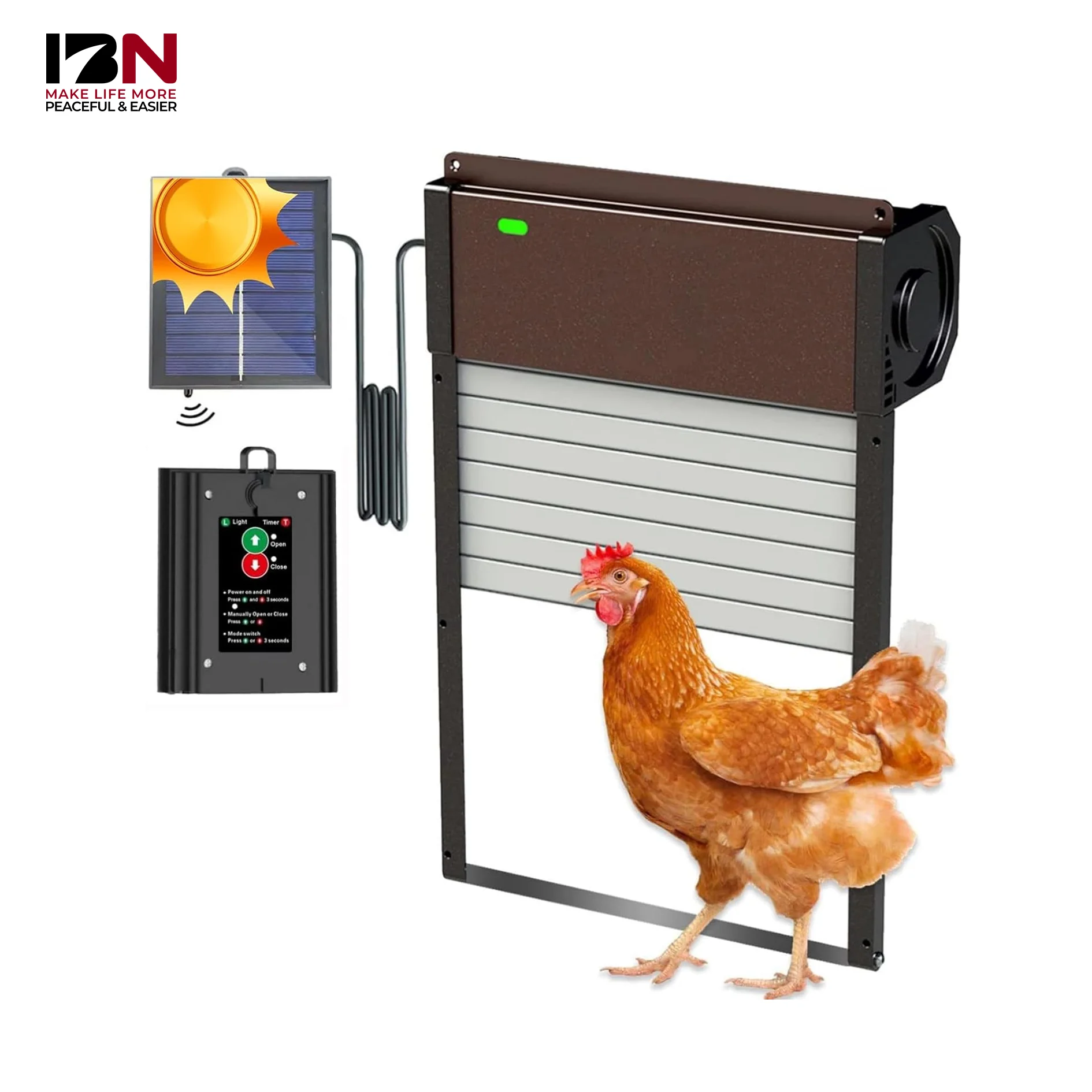 4 Modes Auto Coop Doors for Chicken Sensor Aluminum Chicken Coops Door Automatic Chicken Coop Door