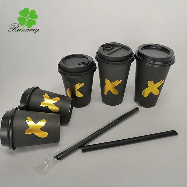 Disposable Coffee Cups with Lids and Straws - 8oz-16 oz Hot Paper Coffee Cup with Lid