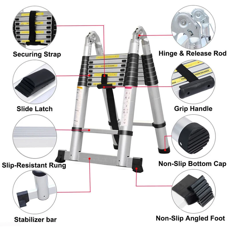Custom Folding Step Manufacturers Loft Retractable Ladder Foldable Aluminum Telescopic Ladder Insulation En131-6 Soft Close