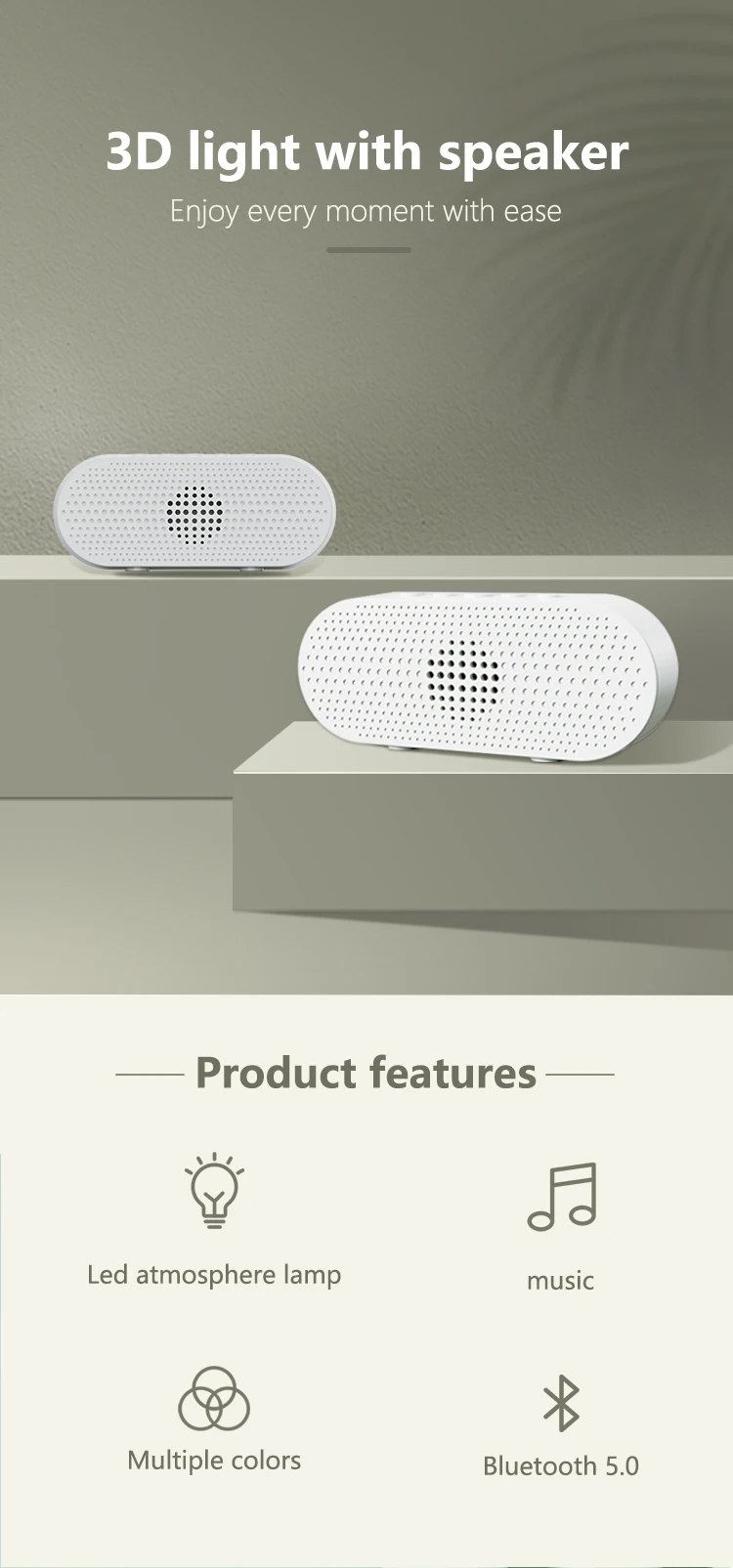 pocket music player round portable wireless speaker with led color light