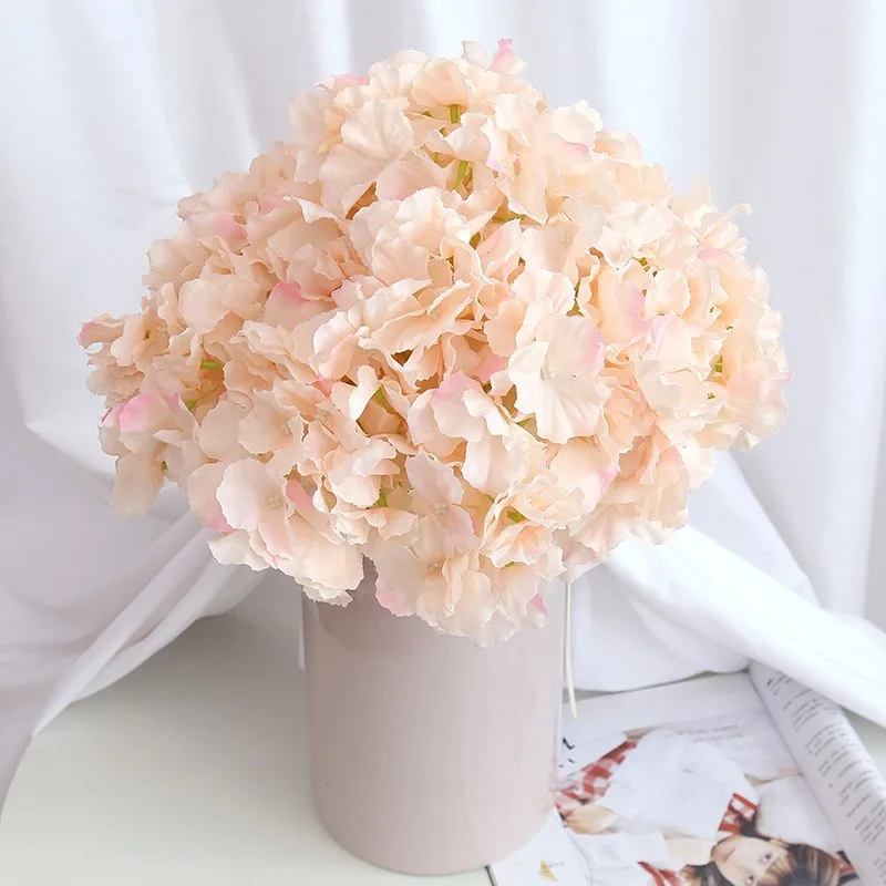 5 Heads Fake Hydrangea Silk Flowers for Wedding Centerpieces Bouquets DIY Floral Decor Home Decoration with Stems