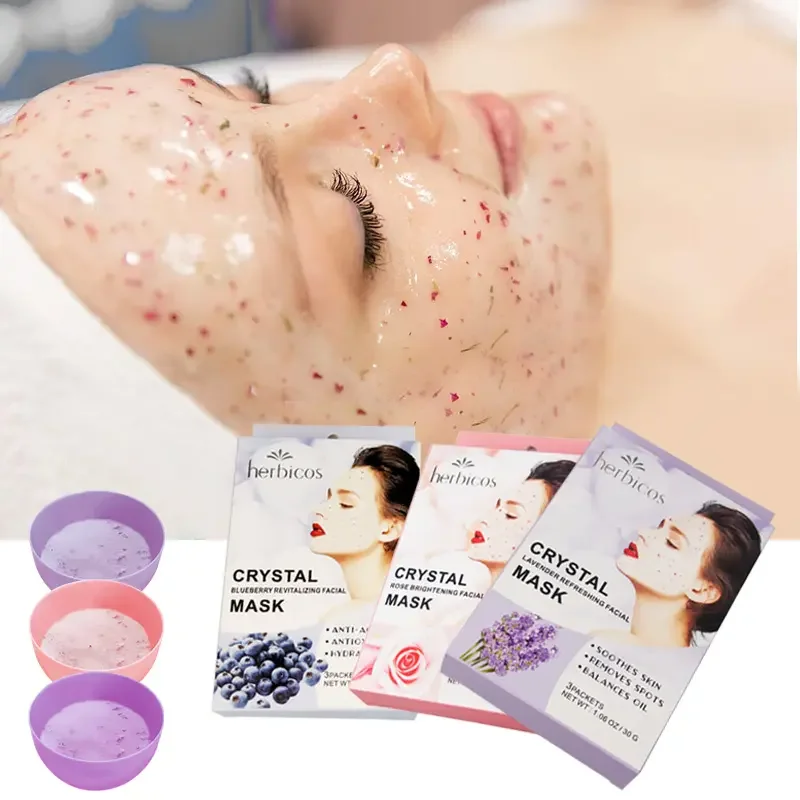 Herbicos Natural Collagen Soft Jelly Facial  Clean Peel Off  Rubber Anti Wrinkle Moisturizing Masking Powder