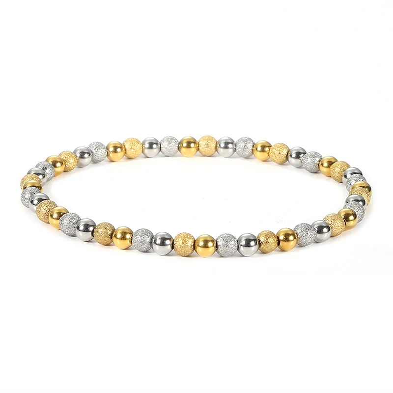 4MM Silver Gold Color Stainless Steel Beads Bracelet Fashion Jewelry Handmade Bracelet