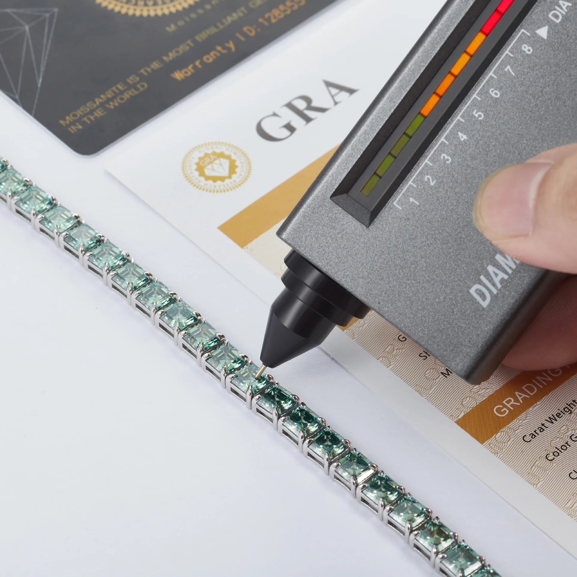 TK Hot Sale Fashion Jewelry 18K Gold Plated Asscher Cut Green Moissanite Tennis Bracelet Man