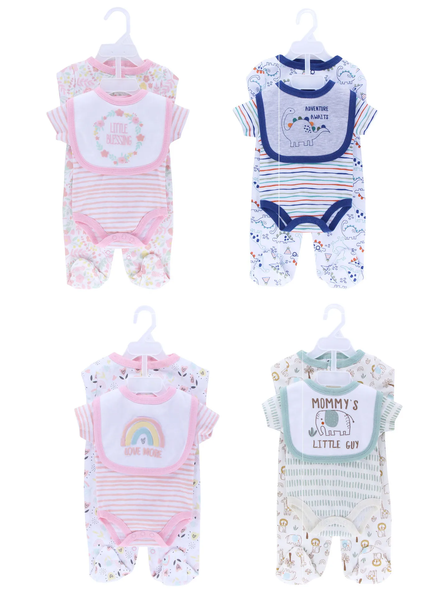 Custom Baby Khaki Bear Newborn Clothes 0-9M Rompers+Bodysuits +Bibs+Hats+Gloves 5pcs Baby Clothes Cotton Romper Gift for Baby