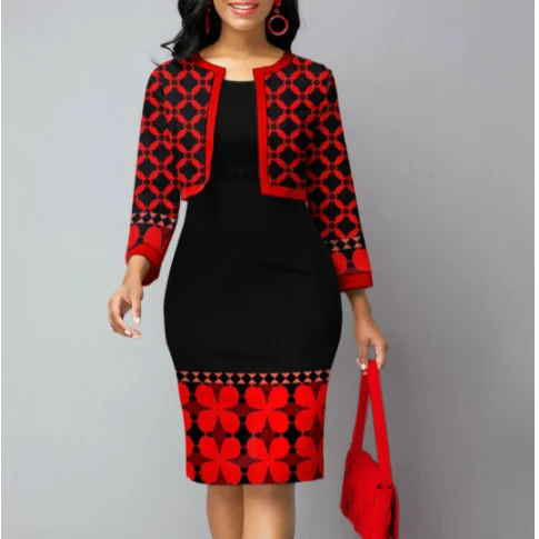Fashion Queen Style Tribal Print Open Front Cardigan and Dress