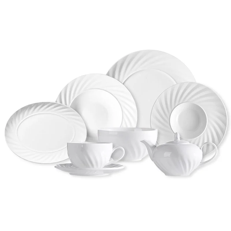 
White Event Luxury Porcelain Dinner Set Ceramic Wedding Chinese Restaurant Tableware 