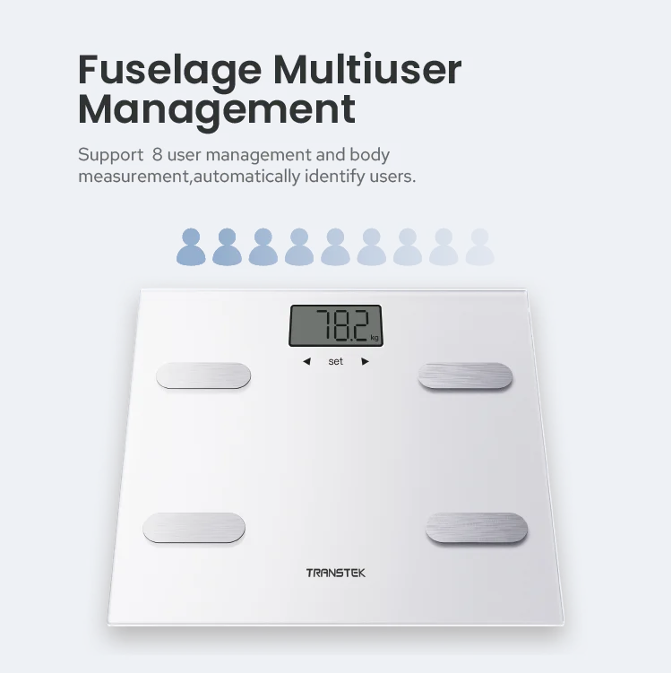 TRANSTEK Tough Appearance BMI Digital Smart Weight Loss Scale Bathroom Human Body Fat Balance Muscle Mass Monitor
