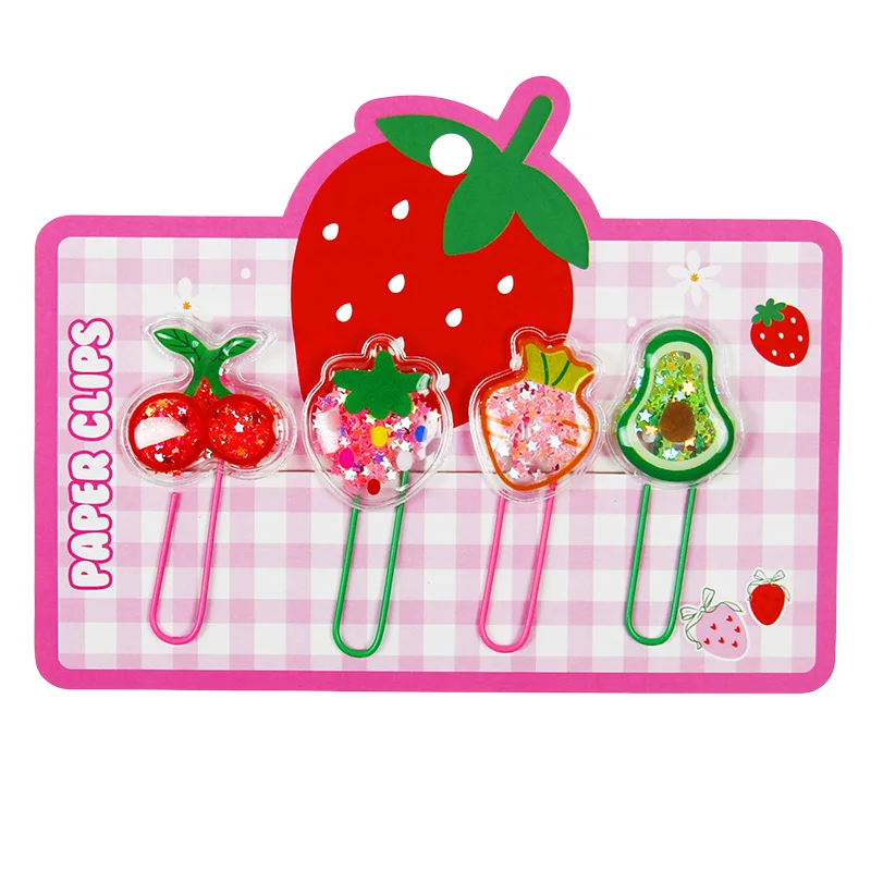 4-Pack Cartoon PVC Glitter Paper Clips, Cute Shaped, Sparkling Design, Fun and Functional Office Stationery Clips