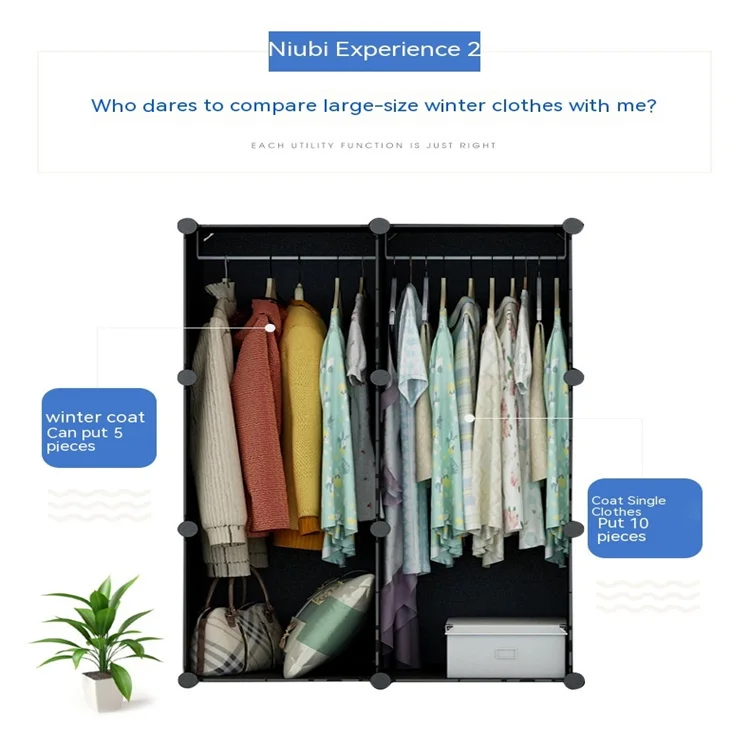 Diy Size Cheap Almirah Living Room Cloth Storage Container Folding Wardrobe Clothes Organizer Wardrobe Bedroom Furniture