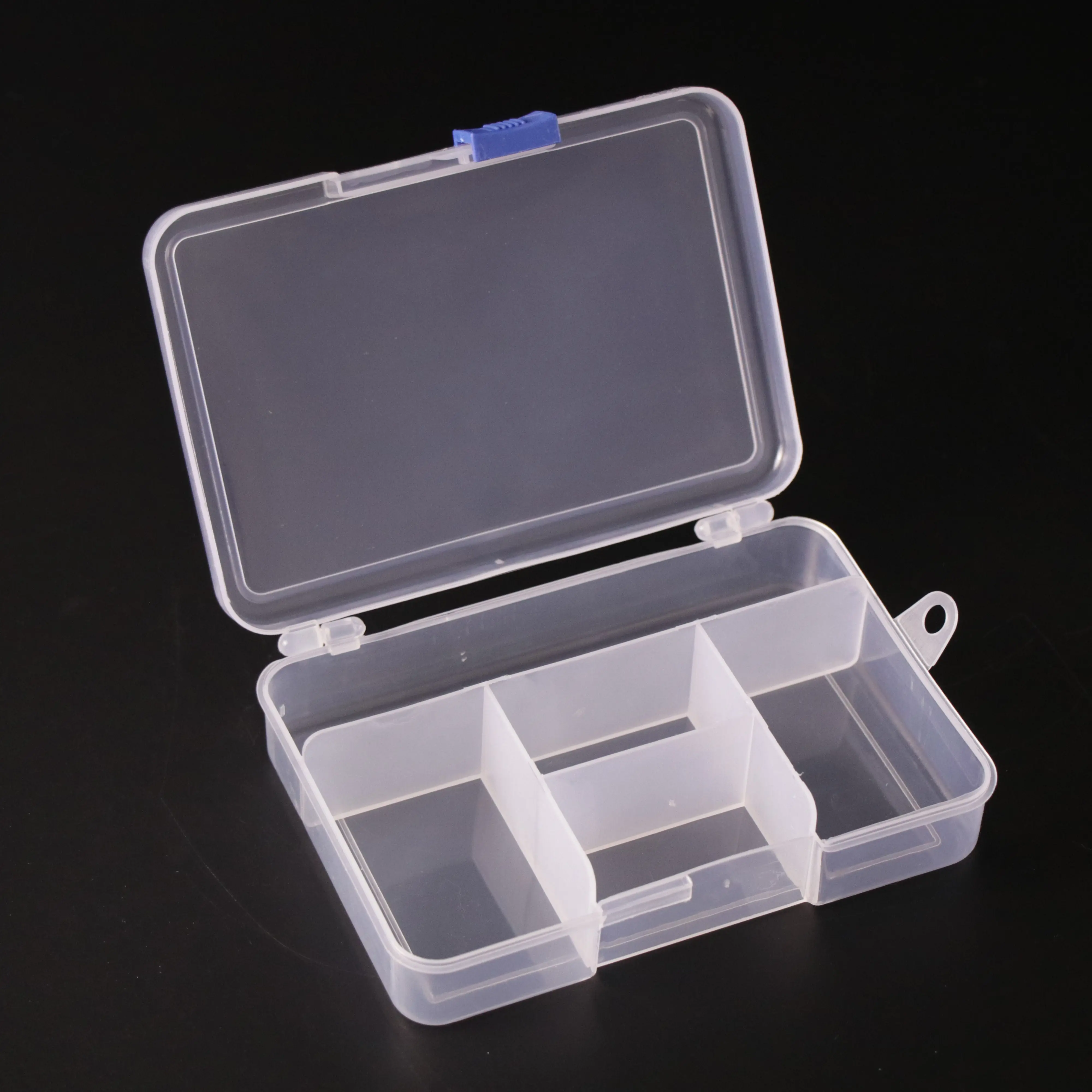 Wholesale Inventory Transparent 5 Grids Transparent PP Accessory  Jewelry Organizer Box Storage Box With Sliding Buckle