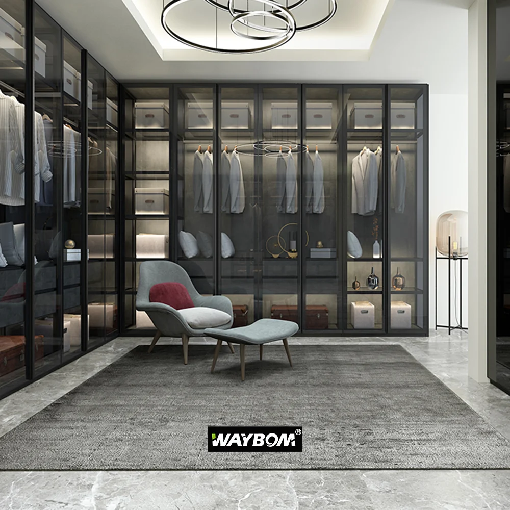 Hotel Modern Aluminum Glass Wardrobe Custom Color Cloakroom