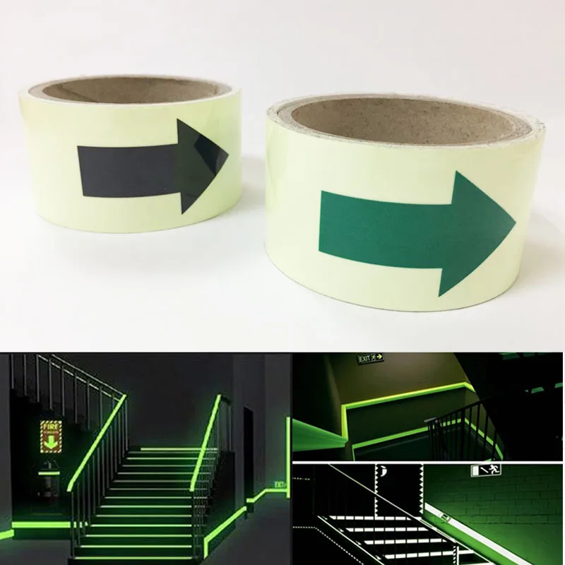 Glow In The Dark Arrows Luminous Tape 3 Meters Self-Adhesive Glow Emergency Glow In The Dark Sticker Tape