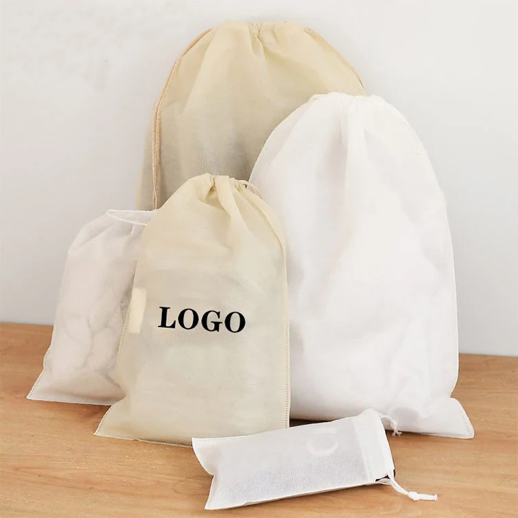 Custom Logo Travel Dirty Clothes Storage Bag Non-woven Drawstring Heavy Laundry Bag for Hotel and Wash House