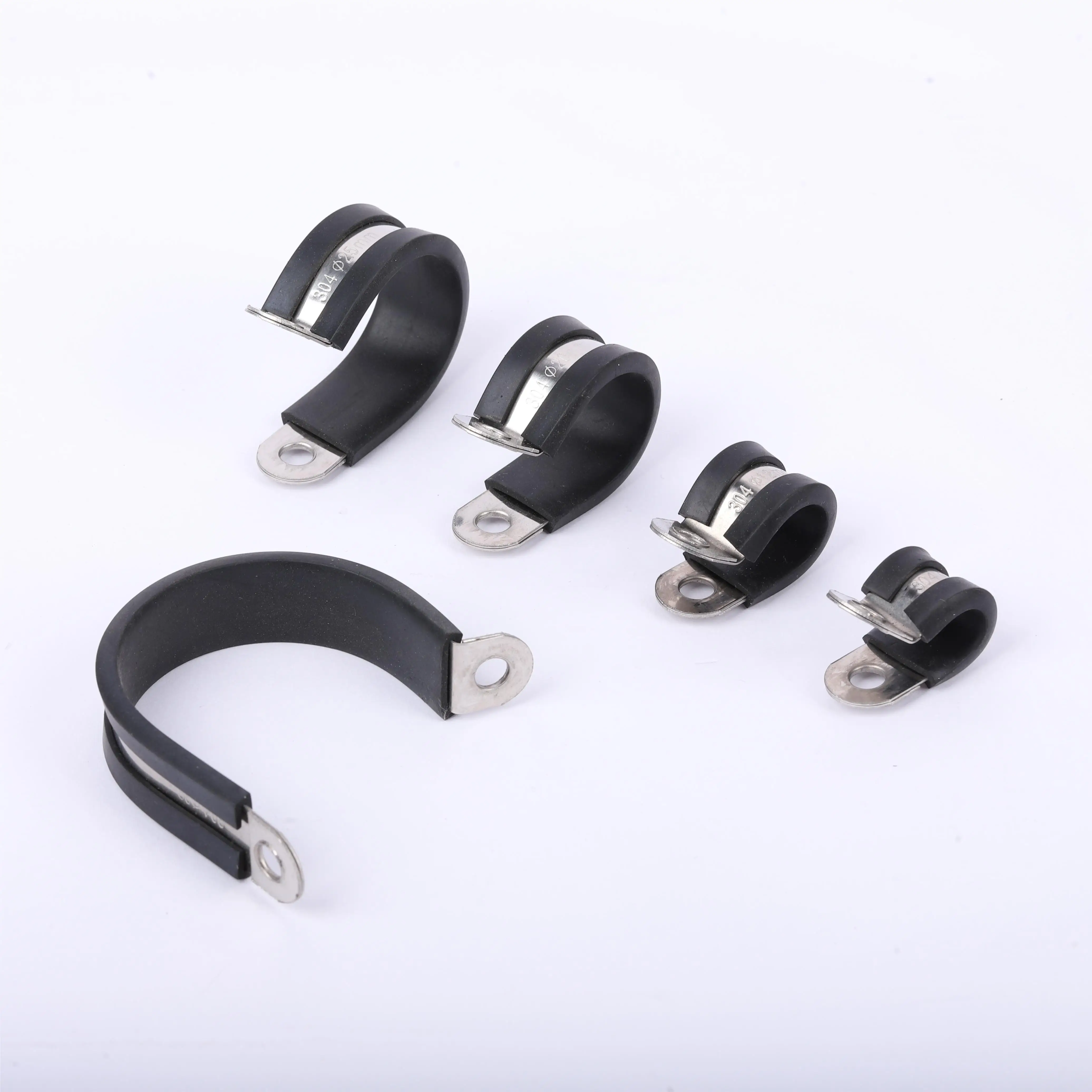 Stainless Steel INOX 304 Rubber Lined P Clips Rubber Pipe Clamps Durable R Types Hose Clamps quick locking pipe clamp