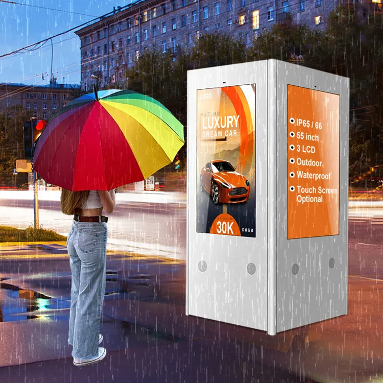 WiViTouch 55 inch with 3 LCD screens AR glass outdoor street floor standing digital signage