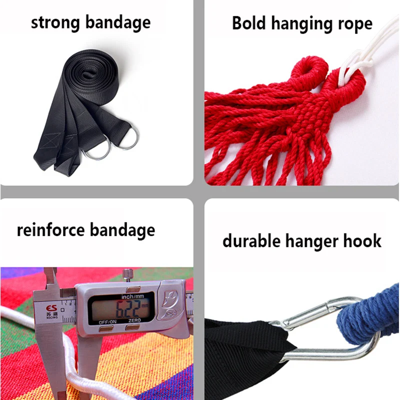 
two person double portable travel canvas cotton rope lightweight camping outdoor heavy duty hanging hammock bed 