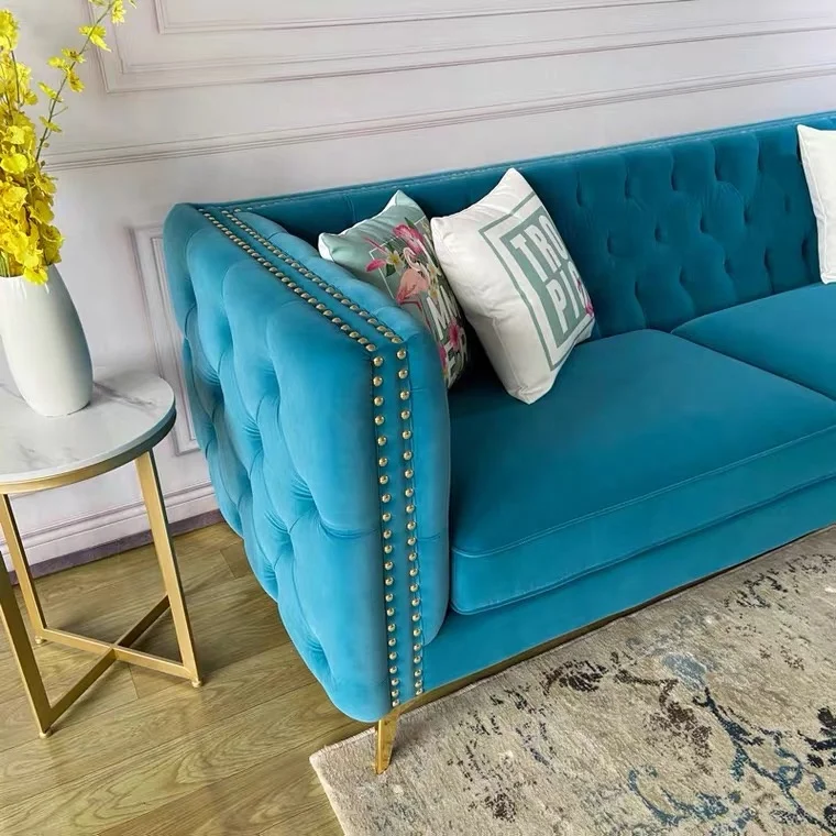 home furniture new model blue sectional luxury couch chesterfield sofa sets