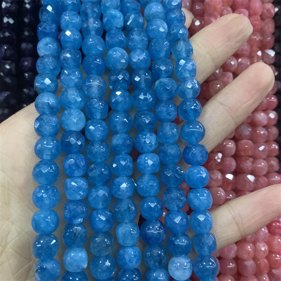 wholesale Dyed jade Semi-precious Stone 8*8mm Square faceted bead Cube Beads For Jewelry Making