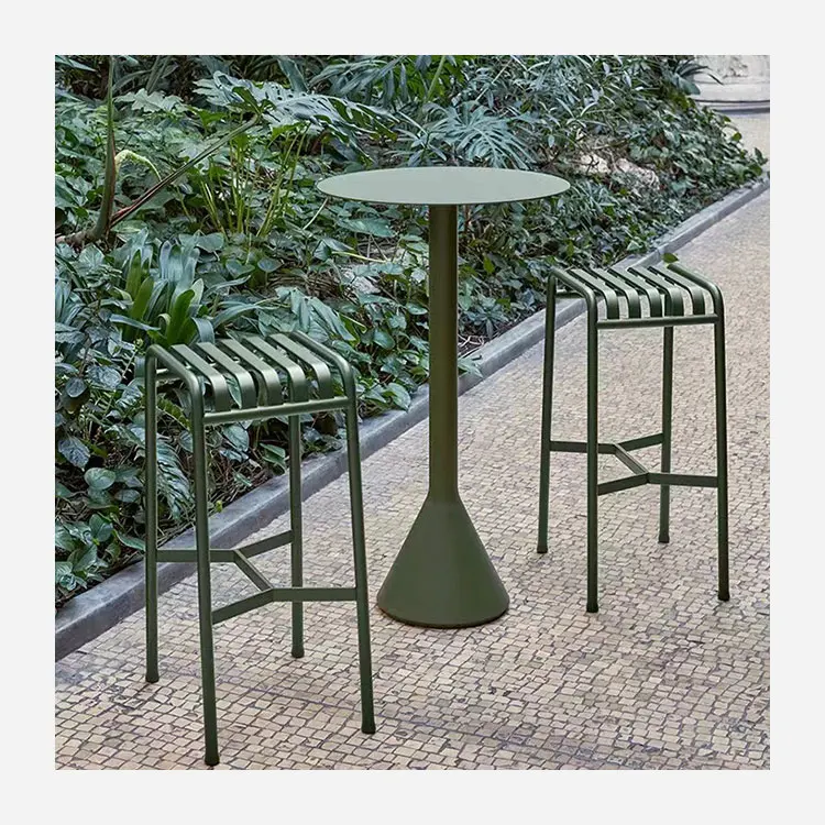 Simple outdoor balcony courtyard leisure tables and chairs garden metal dining furniture set  cafe  aluminum paint table