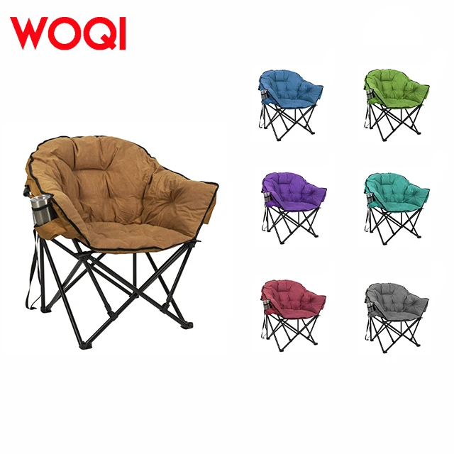 WOQI High Luxury Robust Steel Frame Folding Chair Oxford Cloth Sponge Carry Bag Comfortable Indoor Outdoor Garden Balcony Travel