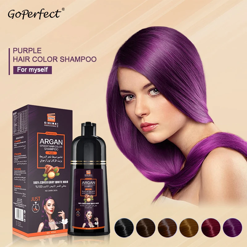 Own Brand Professional Customized Black Hair Shampoo Ammonia Free Organic Hair Dye Shampoo Purple Hair Dye Shampoo Many Colors