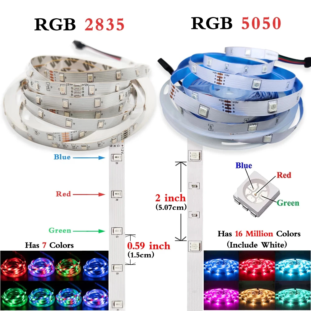 LED Strip Lights RGB 5050 2835 Bluetooth Wifi Control Waterproof Flexible Tape TV Backlight Room Home Party Decoration Luces Led