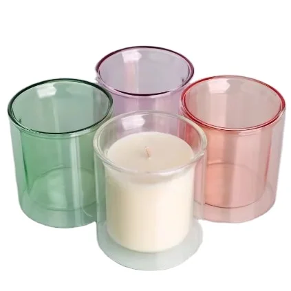 Reasonable price double wall diffuser bottle clear borosilicate glass candle jar